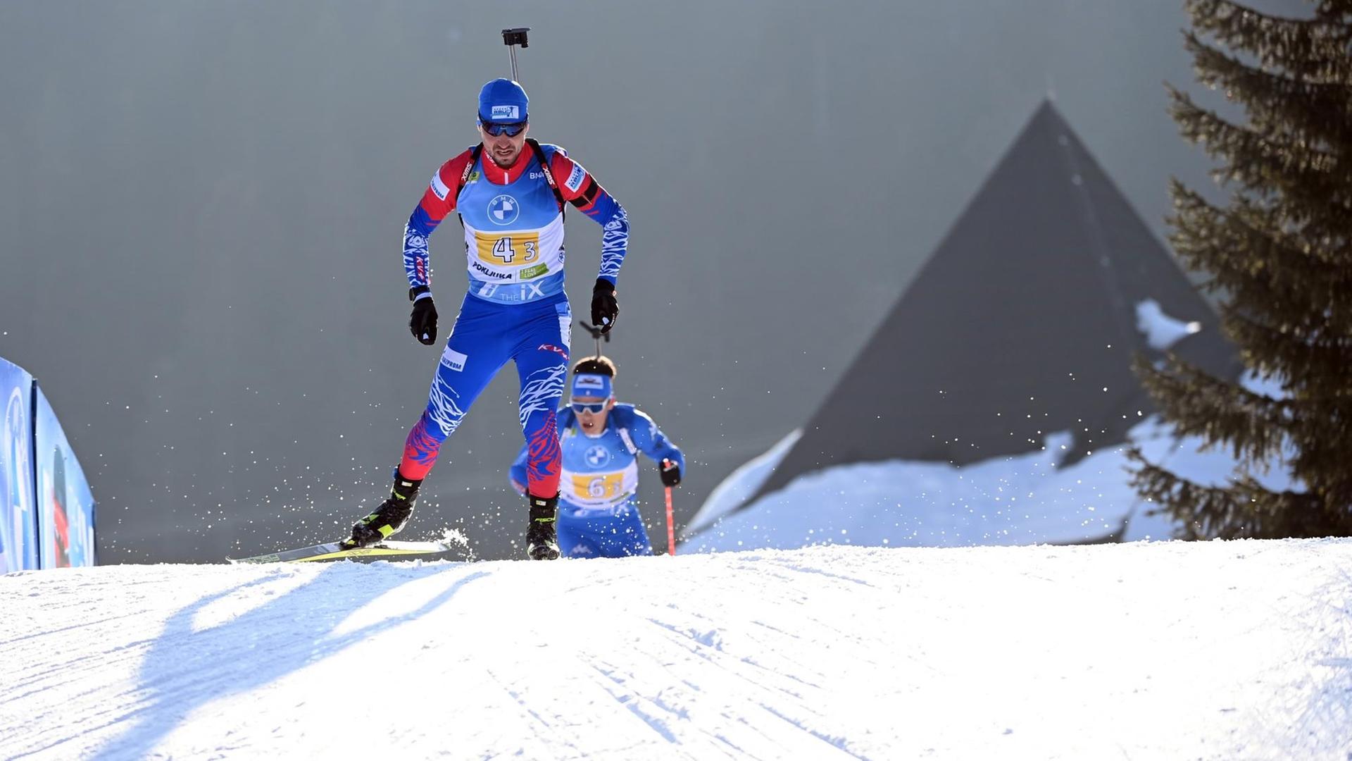 Biathlon-WM in Pokljuka: Alexander Loginov aus Russland in Aktion