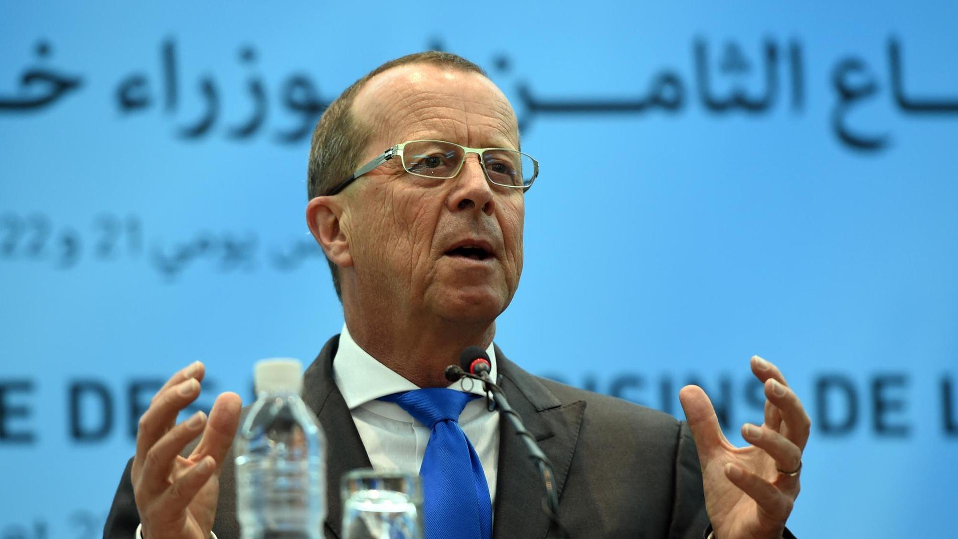 Der Uno-Sondergesandte für Libyen, Martin Kobler, bei einer Pressekonferenz in Tunis/Tunesien.