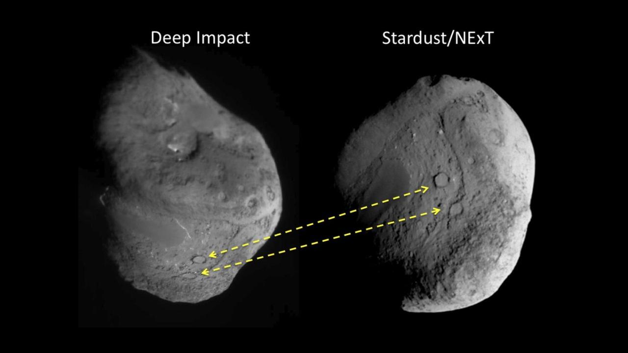 Der Komet Tempel 1 - vor und nach dem Einschlag des Impaktors