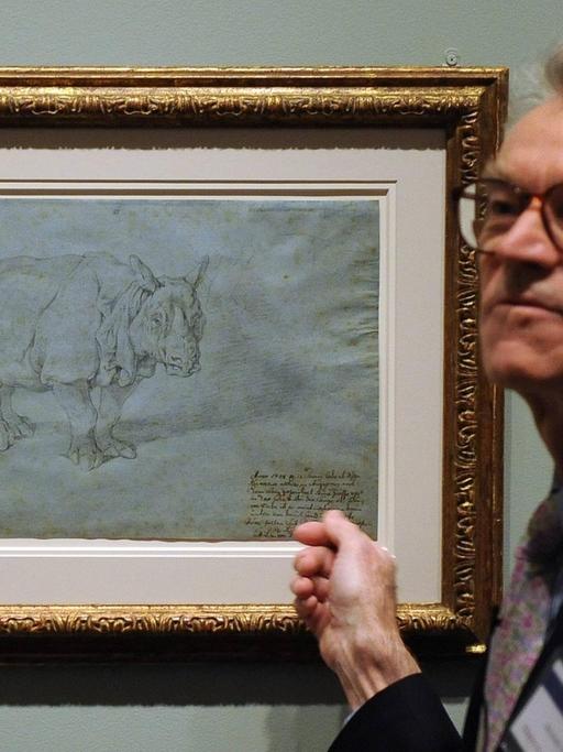 Das Bild "Das Rhinoceros Miss Clara" (1748) von Johann Elias Ridinger wird auf einer Ausstellung in Washington gezeigt.