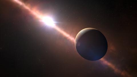 Die eine Hälfte des Nobelpreises geht an Michel Mayor und Didier Queloz für ihre Beobachtung von Exoplaneten (Zeichnung) 