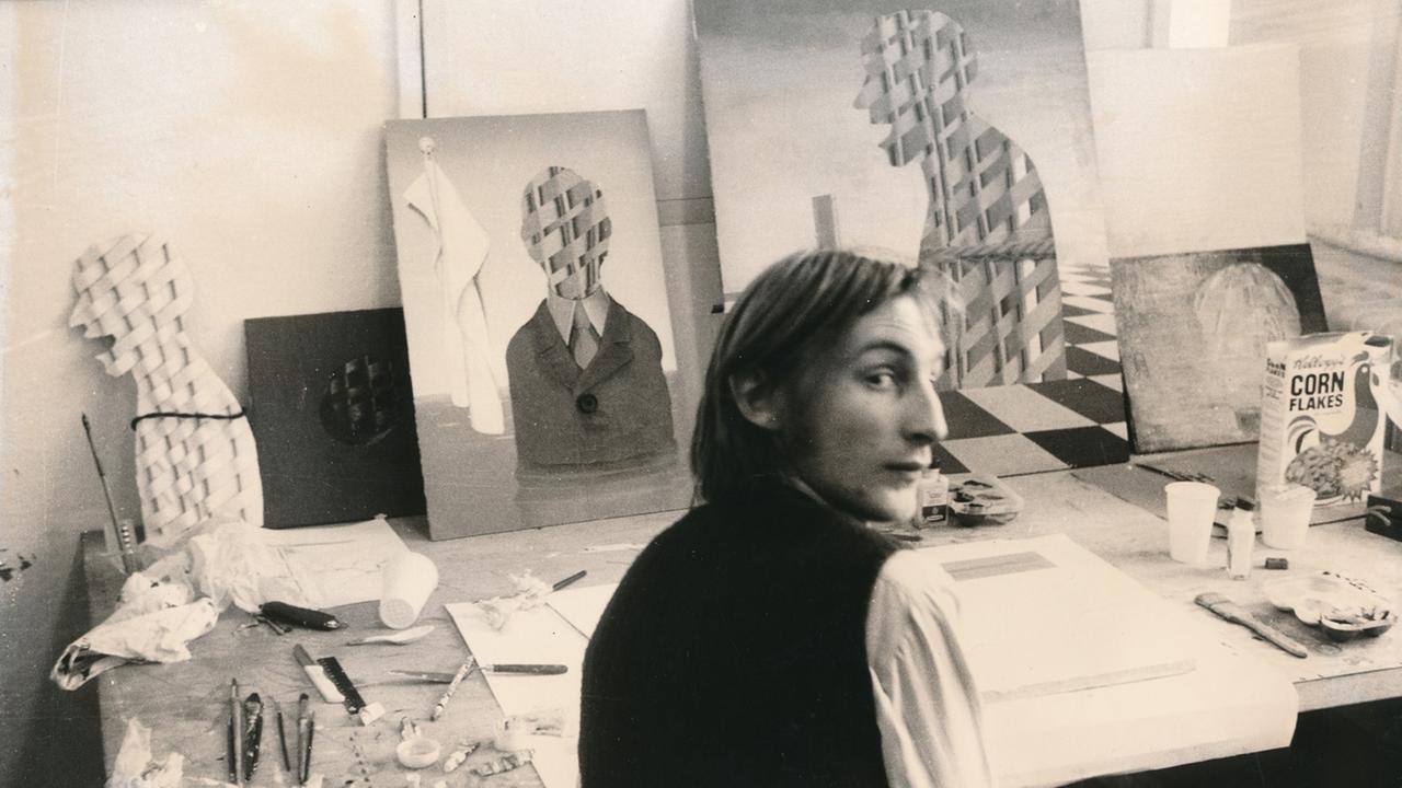 Otto Waalkes in seinem Atelier, 1970/71.