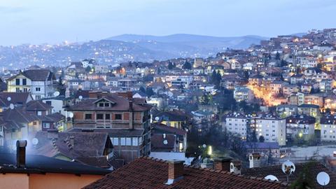 Die Hauptstadt Pristina im Kosovo.