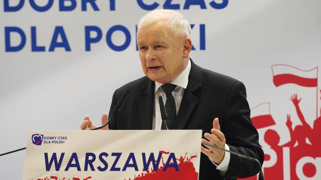 Jaroslaw Kaczynski, Vorsitzender der Partei Recht und Gerechtigkeit, kurz PiS