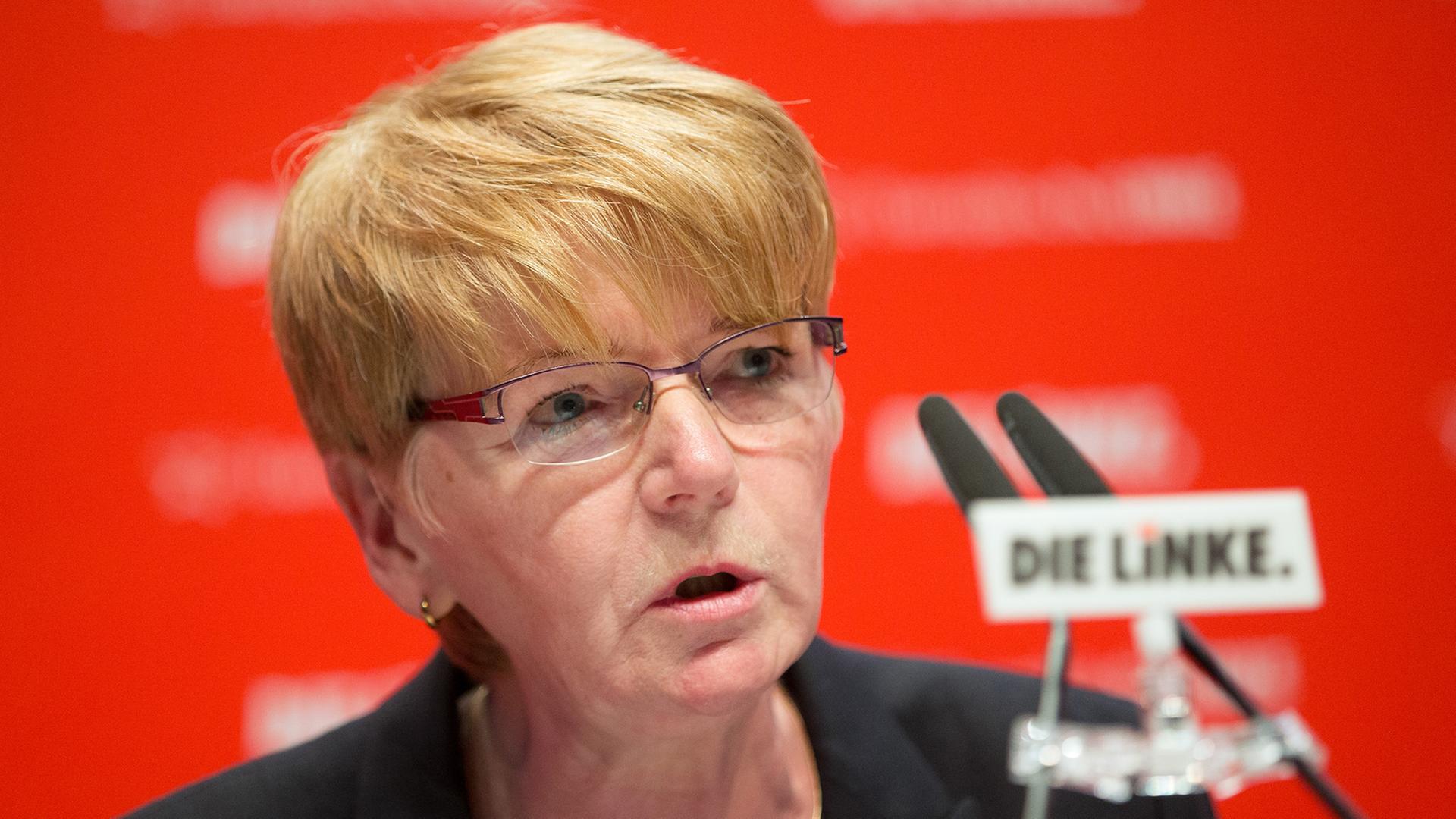 Die Spitzenkandidatin Gabi Zimmer während des Parteitags der Linkspartei in Berlin.