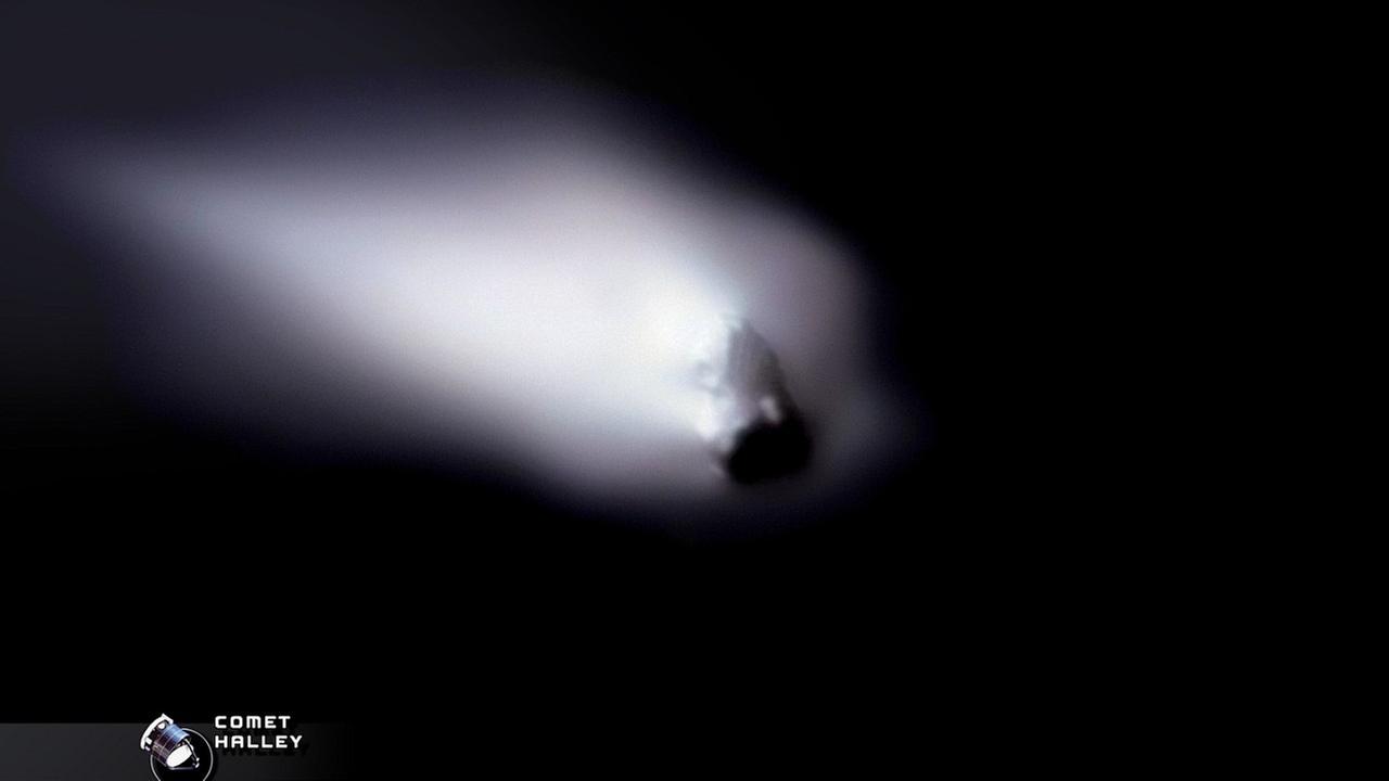 Den Kometen Halley (hier ein Bild der Raumsonde Giotto) hat ICE nur aus großer Entfernung beobachtet 
