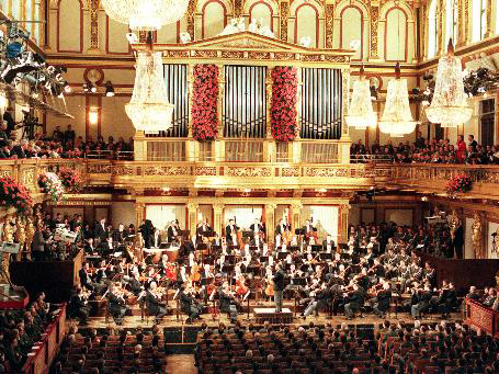 Die Wiener Philharmoniker im Großen Musikvereinssaal in Wien