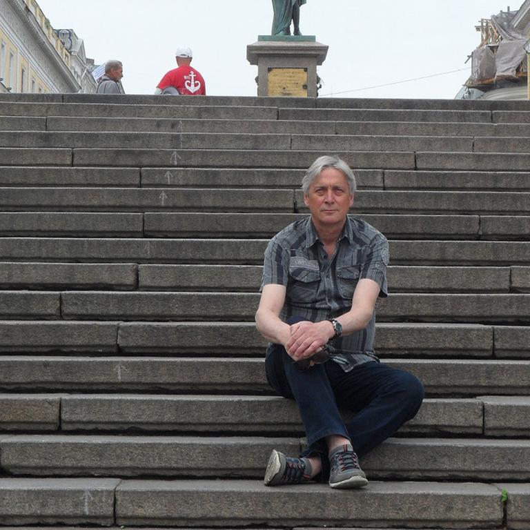 Autor Joachim Baumann in Odessa auf der Potjomkin Treppe