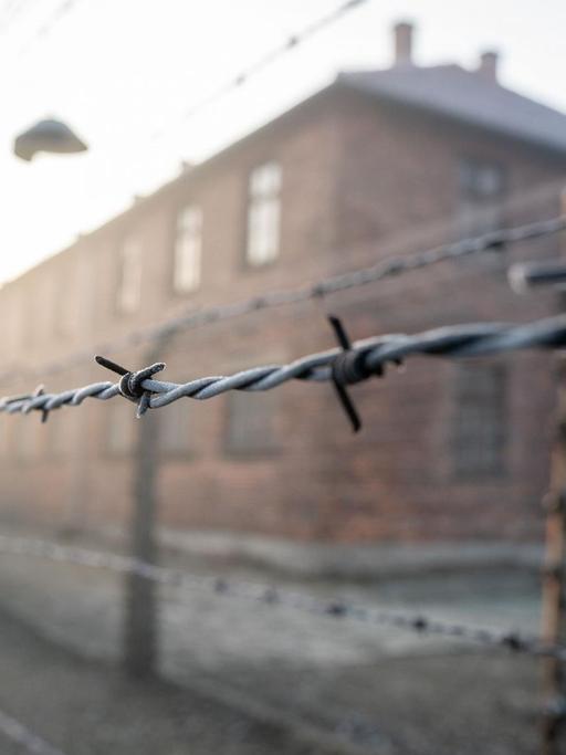Blick auf die Stacheldrahtanlage des früheren Konzentrationslagers Auschwitz am frühen Morgen des 24.01.2020, im Vorfeld des 75. Jahrestages der Befreiung des Konzentrationslagers durch die Rote Armee.