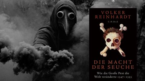 Collage: Vordergrund- Buchcover "Die Macht der Seuche" // Hintergrund: Stockimage