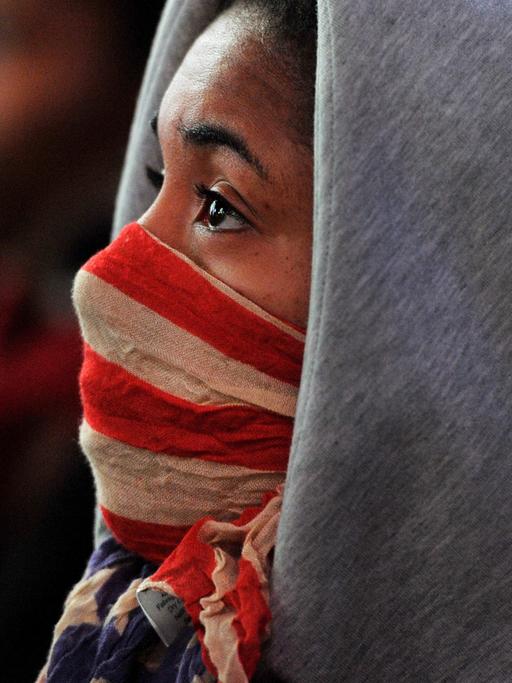 Eine Demonstrantin gegen die Gewalt in Ferguson, aufgenommen in New York
