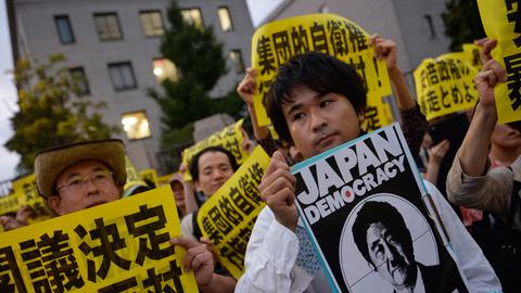 Proteste gegen Ministerpräsident Shinzo Abe.