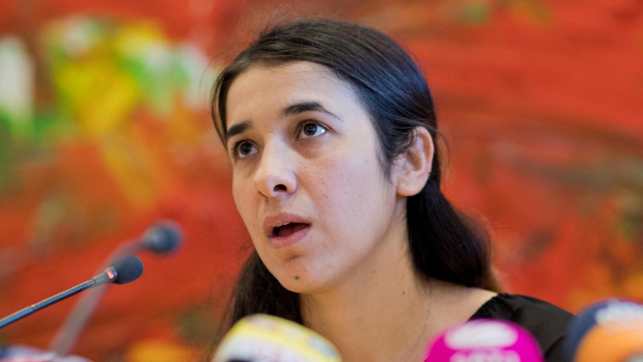 Die Menschenrechtsaktivistin Nadia Murad Basee Taha im niedersächsischen Landtag in Hannover (Niedersachsen).