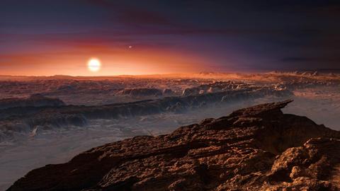 Schöner Unfug ohne wissenschaftliche Basis: Fantasievolle Darstellung der Oberfläche des Planeten von Proxima Centauri – dass es dort wirklich so aussieht, ist extrem unwahrscheinlich