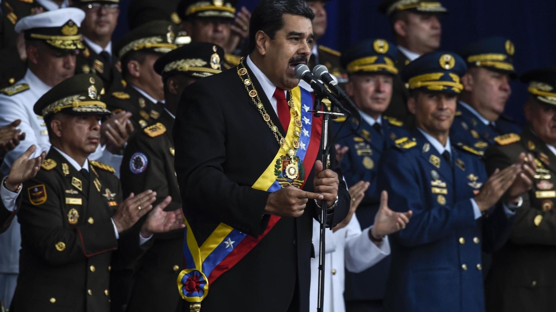 Venezuelas Präsident Nicolas Maduro während einer Veranstaltung zu Ehren der Nationalgarde