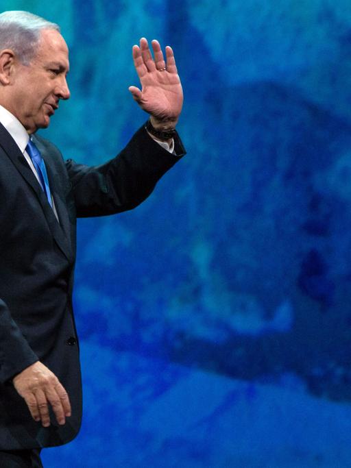 Der israelische Ministerpräsident Benjamin Netanjahu nach einer Rede beim American Israel Public Affairs Committee (AIPAC) in Washington