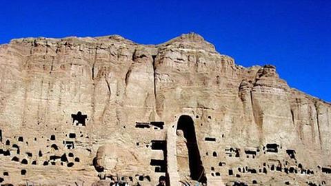 Die gesprengten Bamiyan Buddhastatuen in Afghanistan