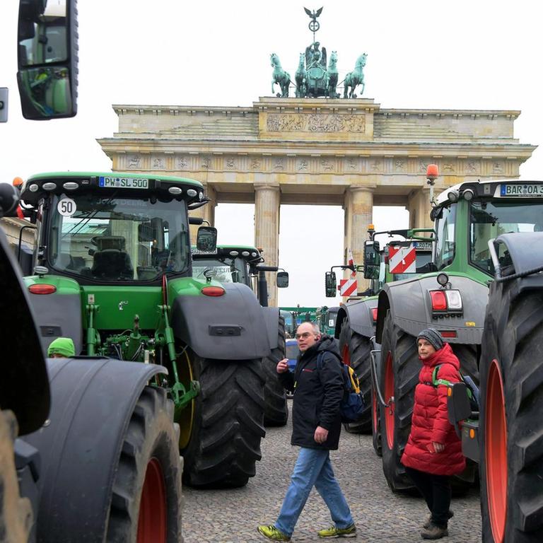 Bauern demonstrieren vor dem Brandenburger Tor