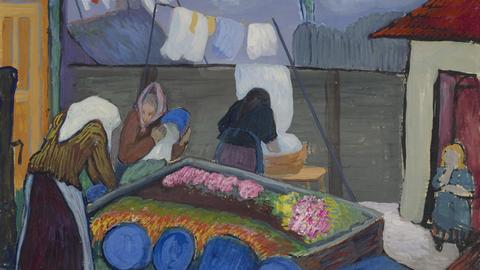 Das Bild "Wäscherinnen" von Marianne von Werefkin im Lenbachaus München.