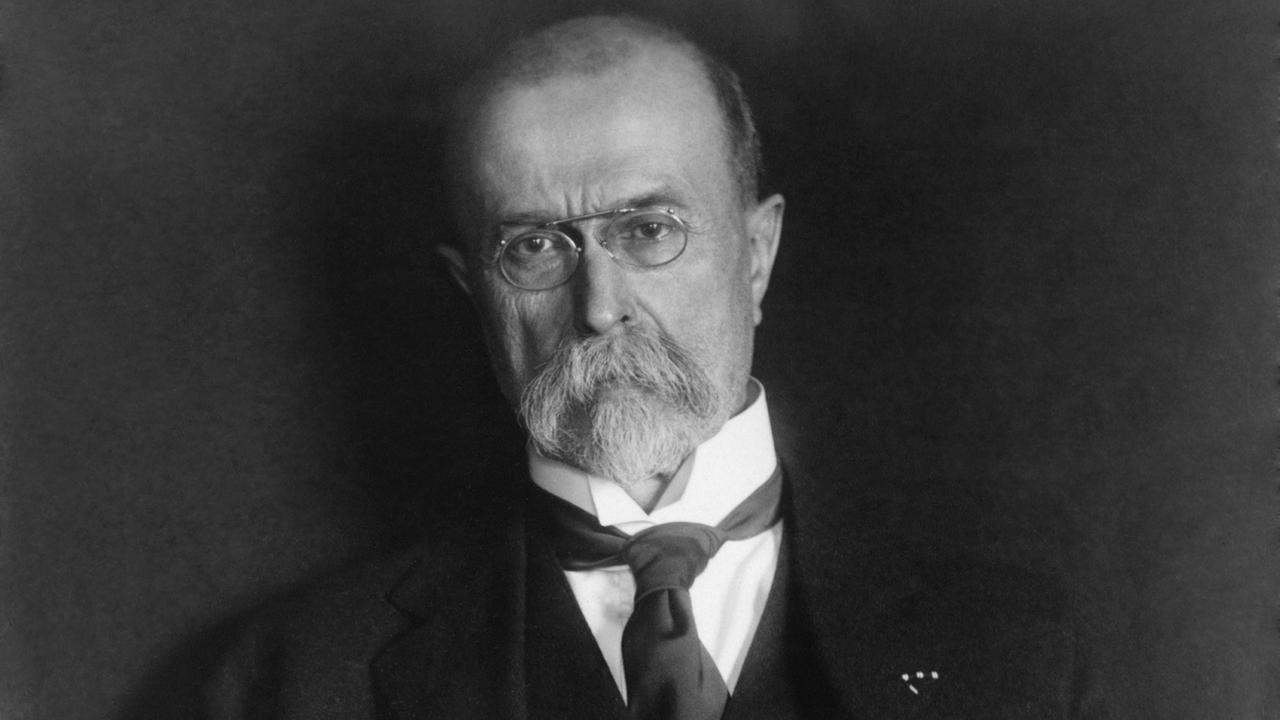 Ein Schwarz-Weiß-Porträt zeigt Tomas Garrigue Masaryk