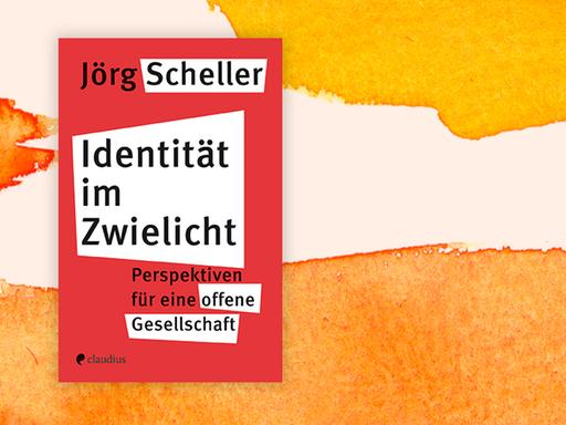 Das Buchcover "Identität im Zwielicht" von Jörg Scheller vor einem grafischen Hintergrund