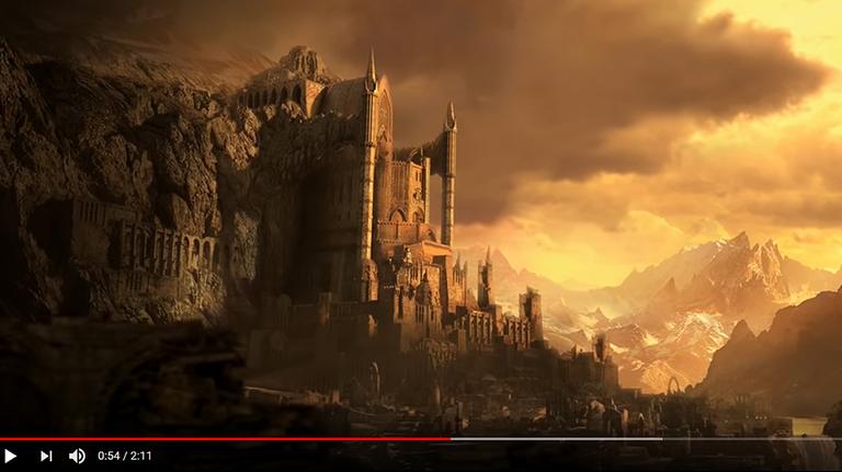 Szene aus dem Gemeinschaftscomputerspiel "Diablo 3". Zu sehen ist eine animierte Festung in einer Phantasiewelt.