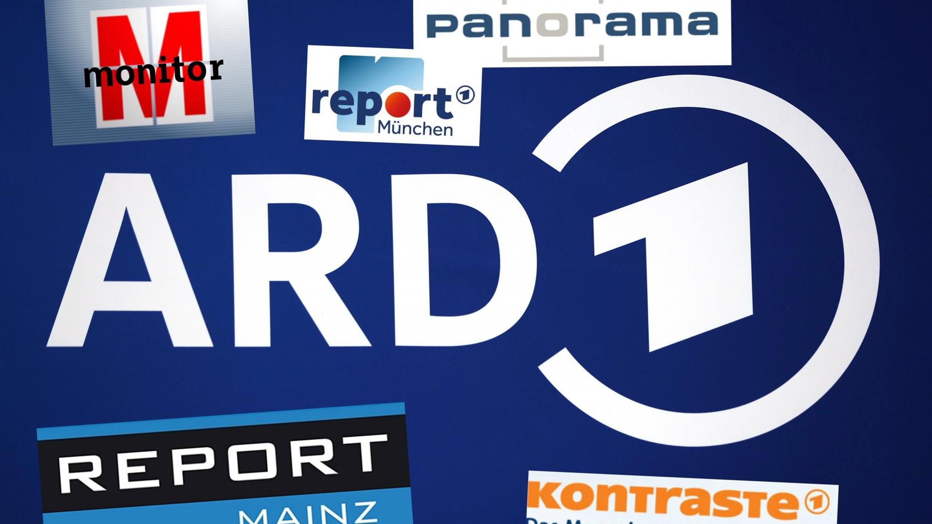 Die Logos der ARD sowie der ARD-Politikmagazine