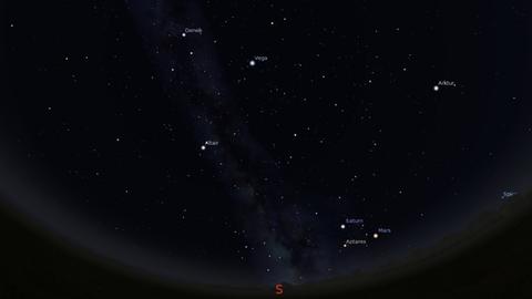 Die Milchstraße verläuft in den Abendstunden hoch über den Südhimmel