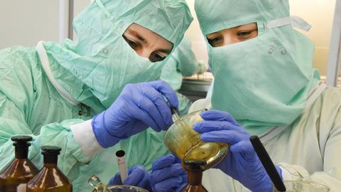 Studierende der Medizin im Labor am Institut für Pharmazie an der Martin-Luther-Universität Halle-Wittenberg Foto: Waltraud Grubitzsch/dpa-Zentralbild/ZB