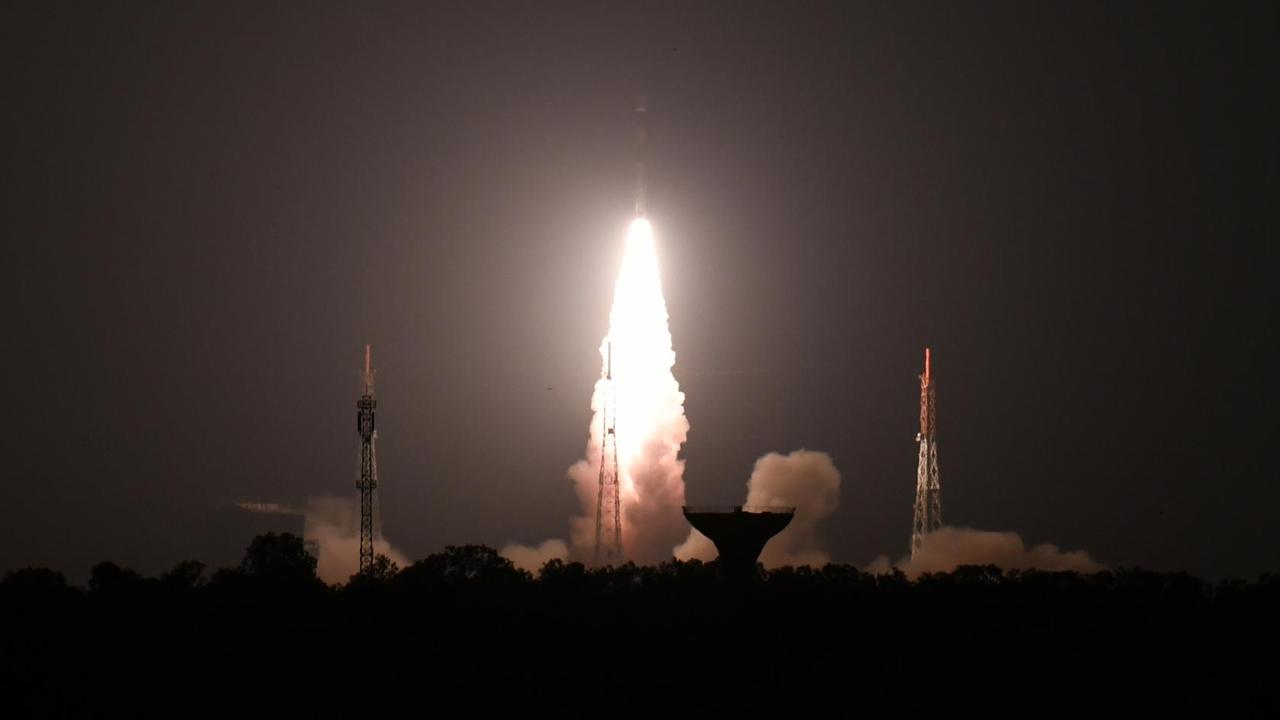 Trägerrakete (PSLV-C44) der Indian Space Research Organisation (ISRO) im indischen Raumfahrtzentrum Satish Dhawan