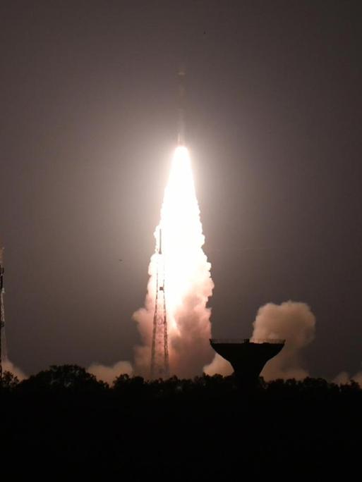Trägerrakete (PSLV-C44) der Indian Space Research Organisation (ISRO) im indischen Raumfahrtzentrum Satish Dhawan