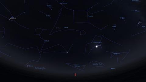 Gegen 20 Uhr steht der Bildhauer tief über dem Südhorizont (Stellarium)
