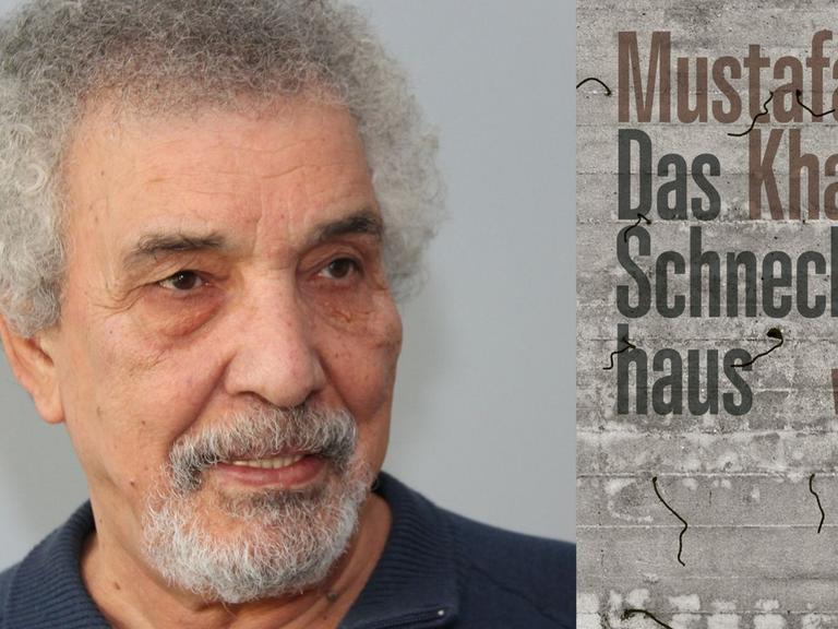 Zu sehen ist der Autor Mustafa Khalif und das Cover seines Buches "Das Schneckenhaus. Tagebuch eines Voyeurs".