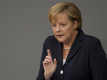 Bundeskanzlerin Angela Merkel im Bundestag bei der Generaldebatte über den Bundeshaushalt
