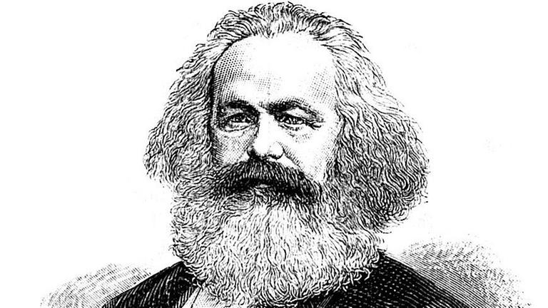 Porträt des deutsches Philosophen, Schriftstellers und Politikers Karl Marx. 