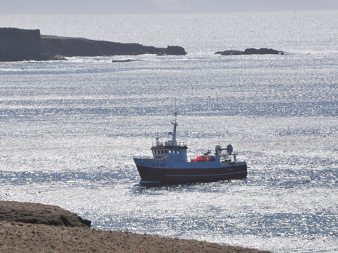 Ein Fischerboot vor der Küste von Island