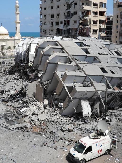 Zerstörtes Gebäude in Gaza-Stadt nach einem israelischen Luftangriff.