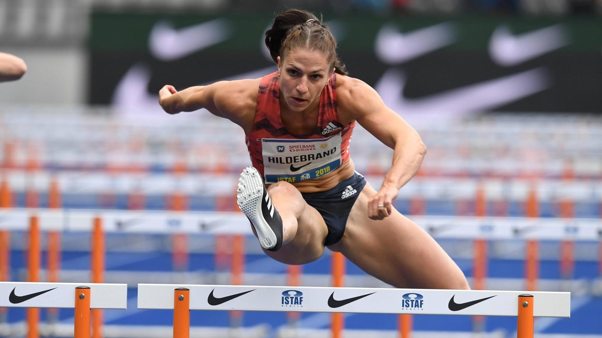 Berlin, 02.09.2018: Beim Internationalen Stadionfest Berlin (ISTAF) im Olympiastadion nimmt Nadine Hildebrand am Lauf über 100m Hürden teil.
