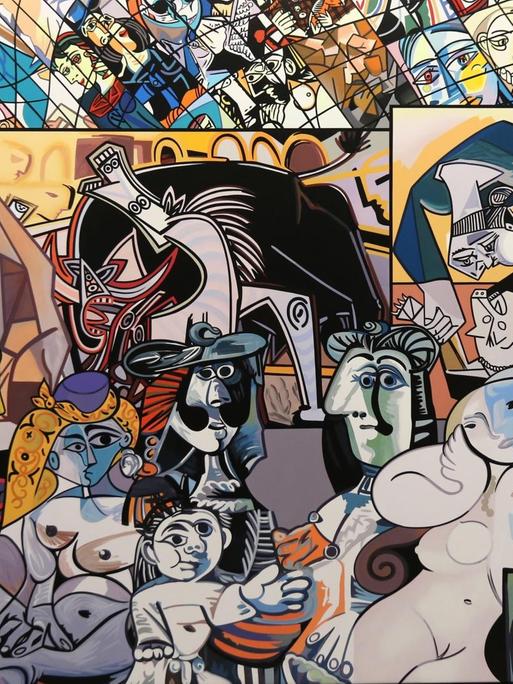 Das Foto zeigt ein buntes Werk von Pablo Picasso im Grand Palais in Paris.