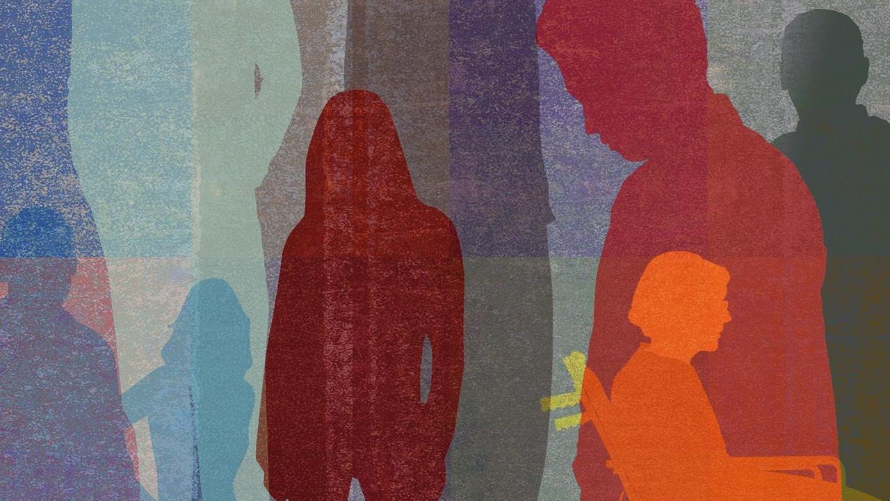 Überlappende Silhouetten verschiedener Personen Überlappende Silhouetten verschiedener Personen