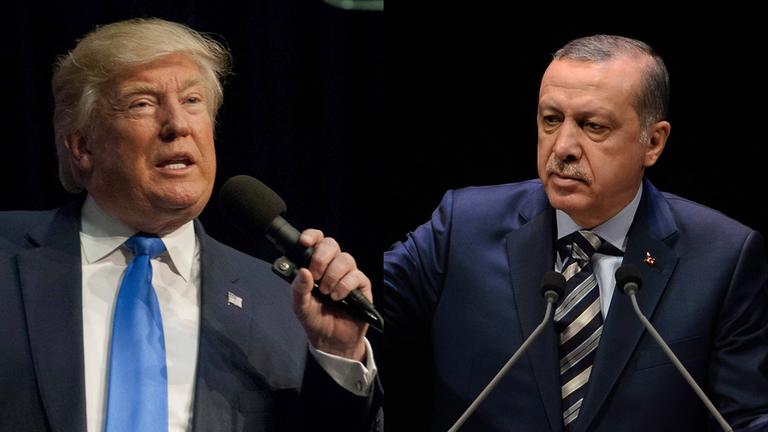 Der republikanische US-Präsidentschaftskandidat Donald Trump und der türkische Präsident Recep Tayyip Erdogan (r.), Bildkombo