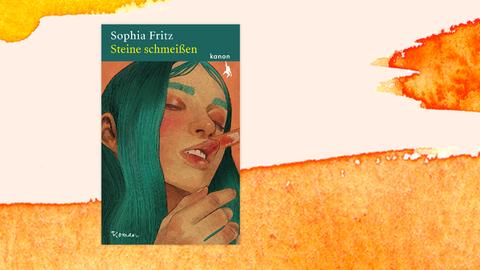 Das Cover zeigt das gemalte Porträt einer jungen Frau mit grüngefärbten Haaren. Sie zieht sich mit geschlossenen Augen ein Pflaster von der Lippe.