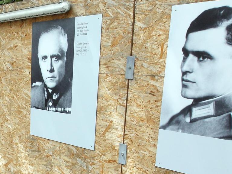 Fotos der Widerstandskämpfer vom 20. Juli 1944 - rechts ein Porträt von Claus Schenk Graf von Stauffenberg