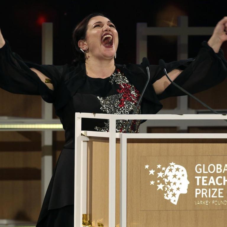 Andria Zafirakou im März 2018, als sie den Global Teacher Prize gewann
