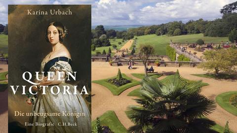 Buchcover Queen Victoria im Hintergrund Garten von Osborne House