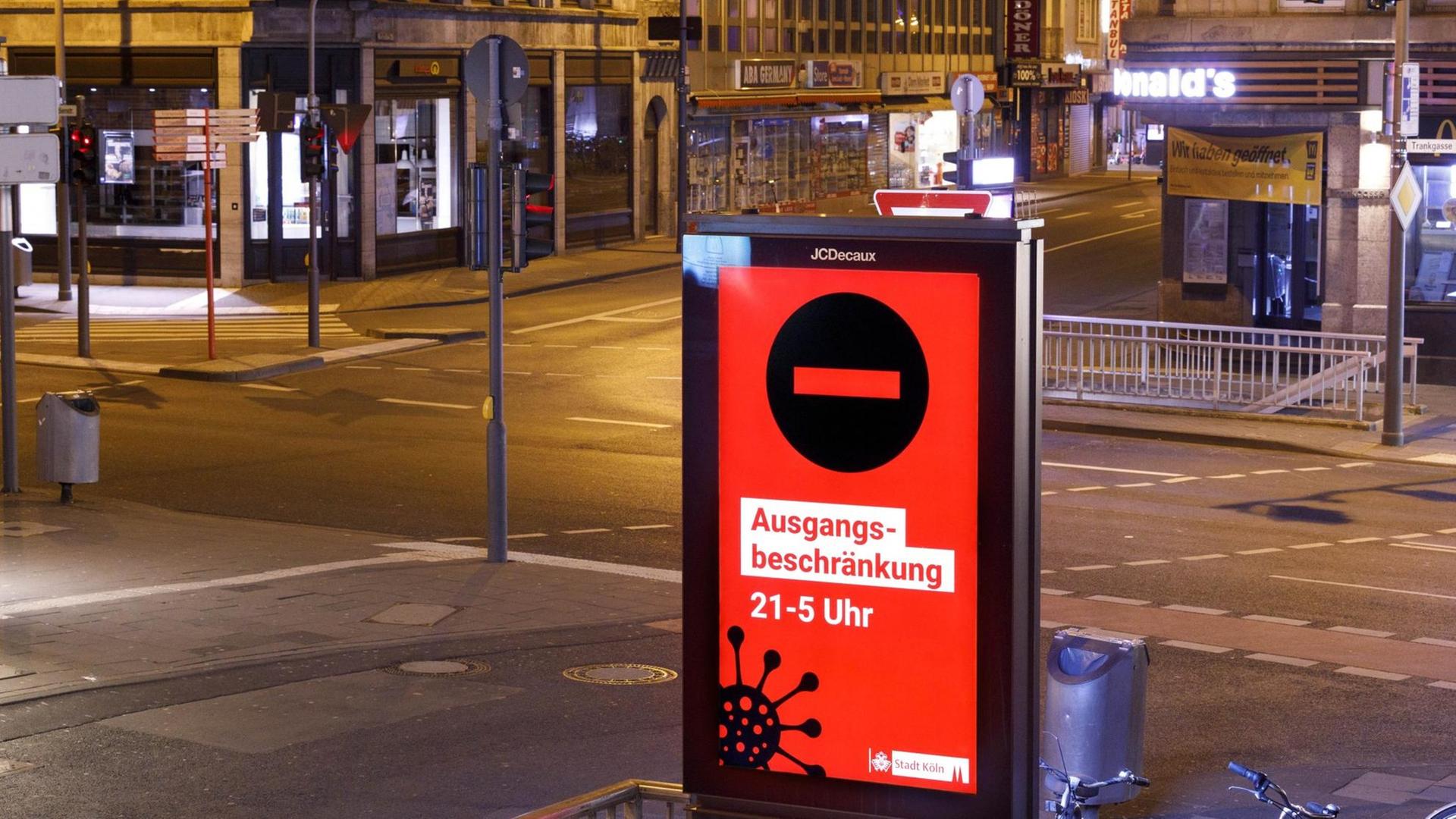 In Köln gelten seit Samstagnacht 0 Uhr Ausgangsbeschränkungen.