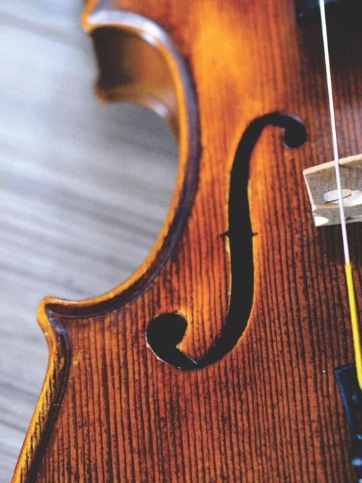 Bildausschnitt einer französischen Geige.