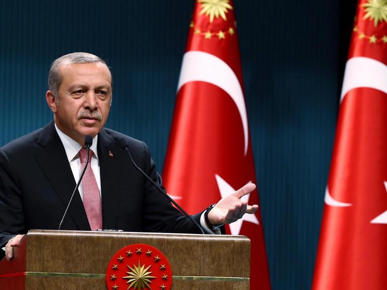 Präsident Erdogan verkündet nach einer Kabinettsitzung den Ausnahmezustand.
