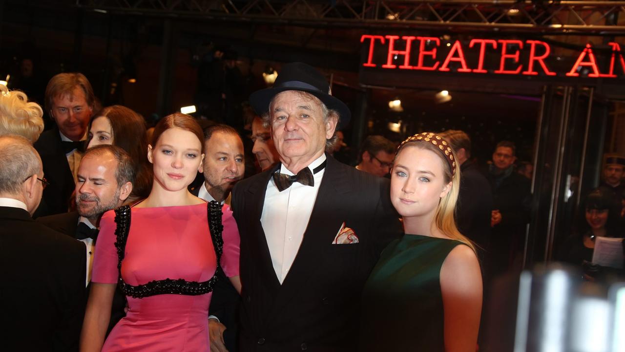 Actors Lea Seydoux (l-r), Bill Murray and Saoirse Ronan attend the world premiere of "The Grand Budapest Hotel" during the 64th International Berlin Film Festival aka Berlinale at Berlinale Palast in Berlin, Germany, on 06 February 2014. Photo: Hubert Boe Actors Lea Seydoux (l-r), Bill Murray and Saoirse Ronan attend the world premiere of "The Grand Budapest Hotel" during the 64th International Berlin Film Festival aka Berlinale at Berlinale Palast in Berlin, Germany, on 06 February 2014. Photo: Hubert Boe