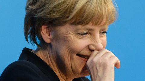 Bundeskanzlerin Angela Merkel während einer Rede bei ihrem 60. Geburtstag am 17. Juli 2014 im Konrad-Adenauer-Haus in Berlin.